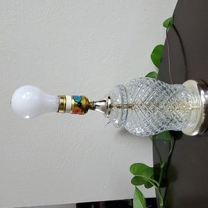 Vintage Clear Glass Ginger Jar Lamp Diamond Cut pattern